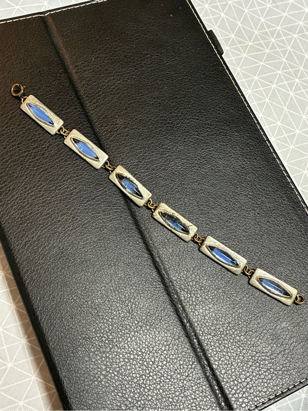 Jorgen Jensen Denmark Blue Glass Pewter Bracelet